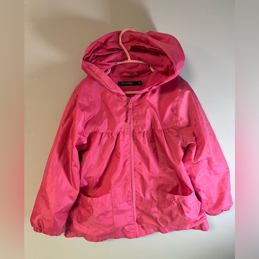 George Pink Hooded Lined Windbreaker Jacket, Backpack Jacket, Girl size 6X Coat